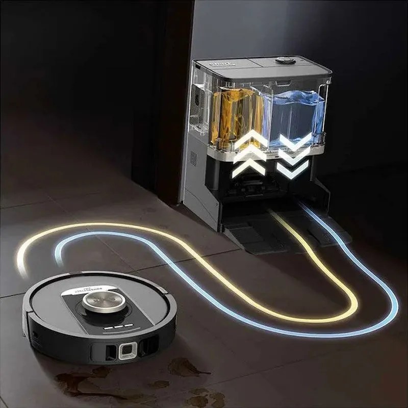 Aspirator robot Shark PowerDetect Max RV2800ZEEU, 650W, 0.3 L, 372 m², 360° LiDAR, Autonomie pana la 110 min, Detectare margini umede, Negru