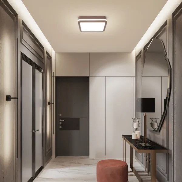 Brilagi-LED Aplica de exterior cu senzor BENE, LED 24W, 230V, 26x26 cm, maro, IP54
