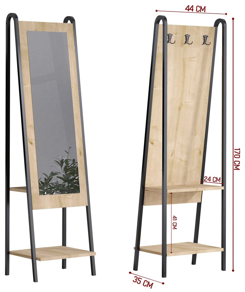Set mobilier pentru hol Manet (Stejar + Negru). 1073560