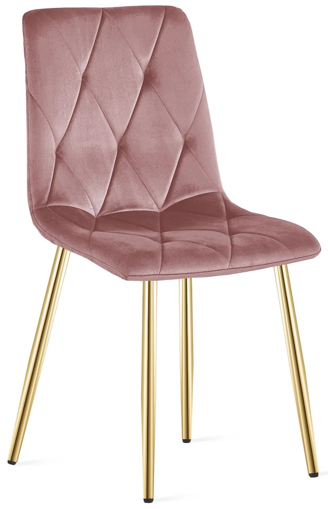 Scaun de dining din catifea roz LIBRA cu picioare aurii