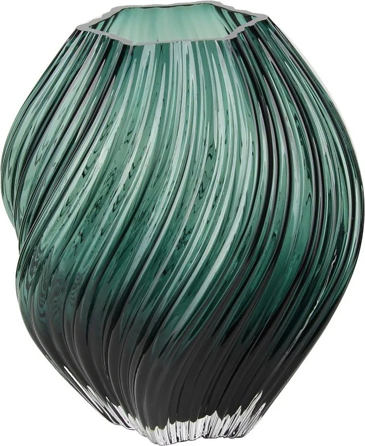 Vază verde-închis din sticlă lucrată manual (înălțime 23 cm) – House Nordic