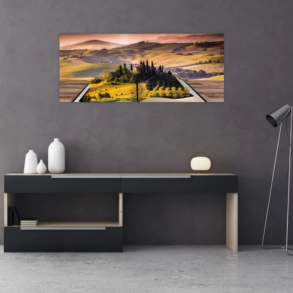 Tablou cu peisaj în carte (120x50 cm)