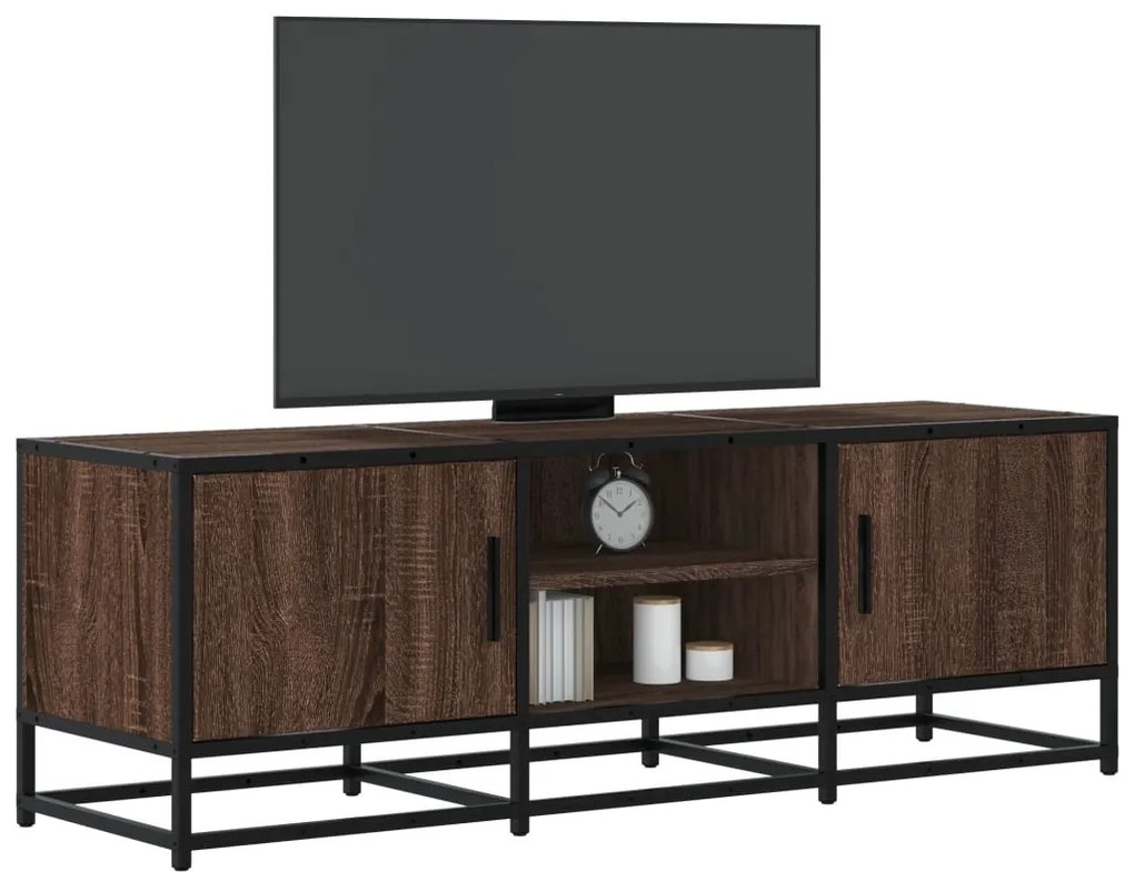 vidaXL Dulap TV, stejar maro, 120x35x41 cm, lemn prelucrat și metal