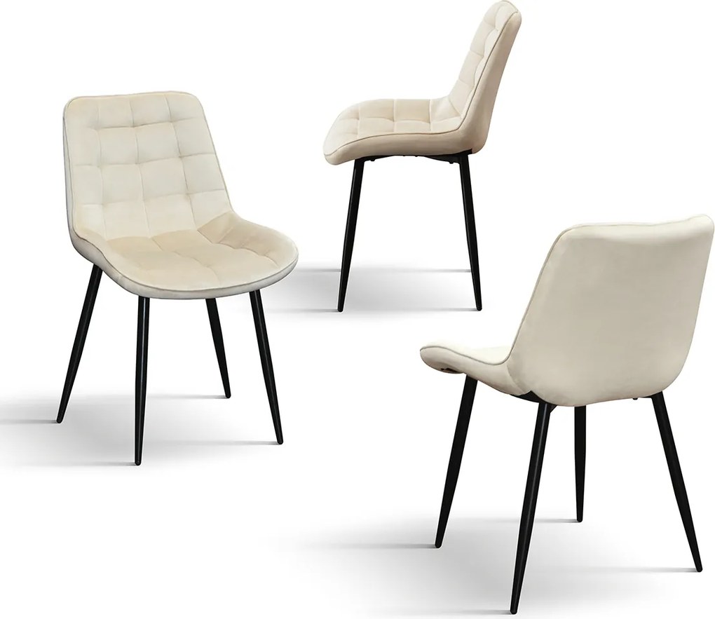 SET 4 Scaune Ernest catifea, structura metalica - STANDARD - 4 BUCATI - BEJ