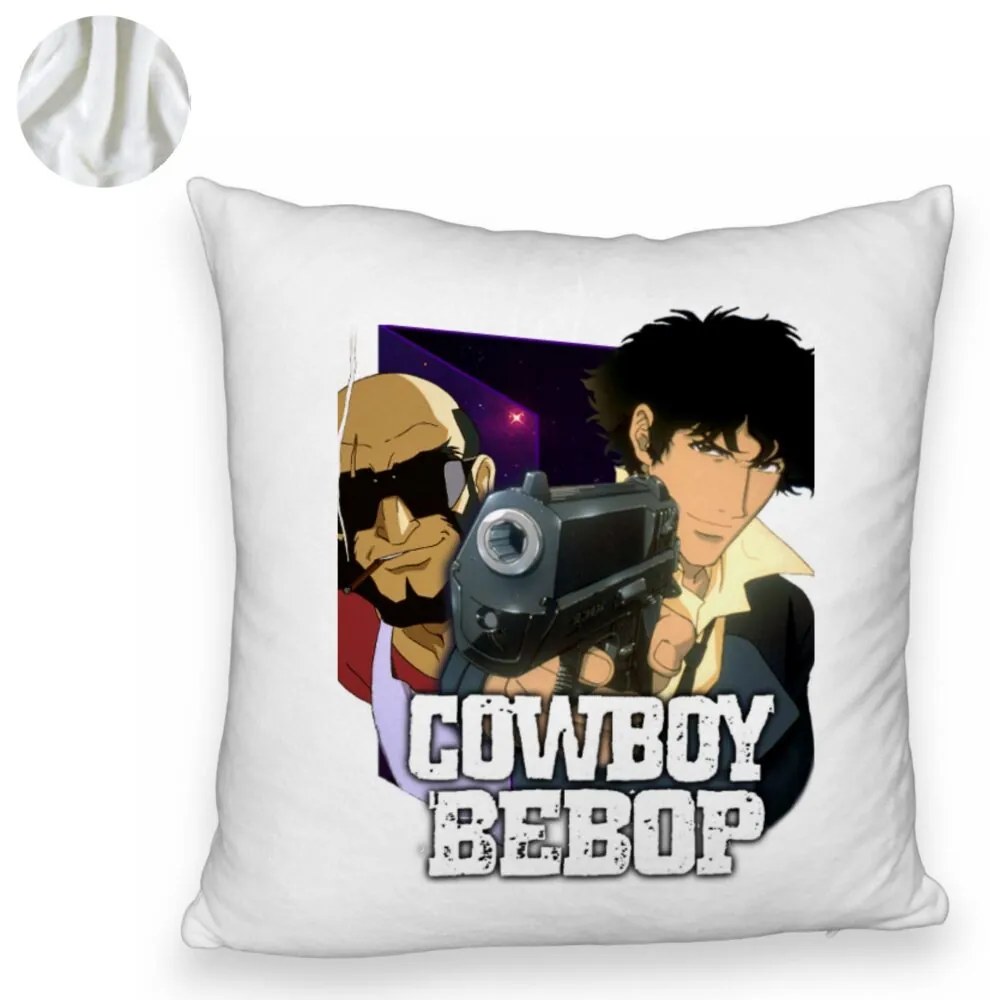 Perna Decorativa Fluffy cu Cowboy Bebop 3, 40x40 cm, Alba, Husa Detasabila, Burduf