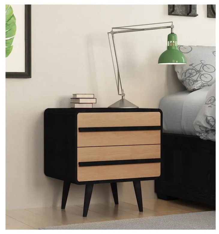 Noptieră neagră/în culoare naturală Chantal – Støraa