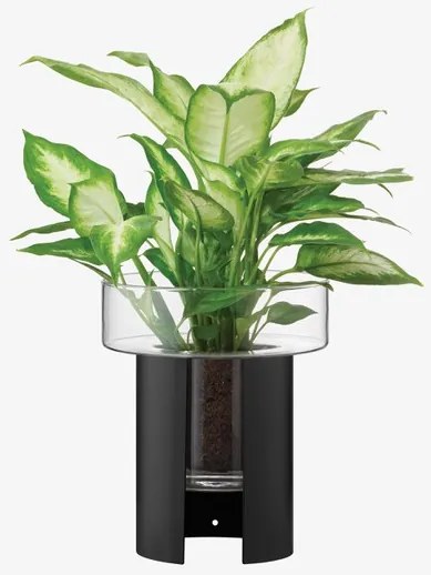 Ghiveci de flori Terrazza, î. 22 cm, Ø19 cm, transparent/negru - LSA international