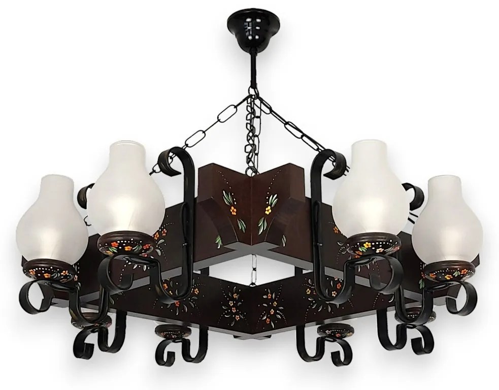 Candelabru fabricat manual din lemn pictat Queen 8L