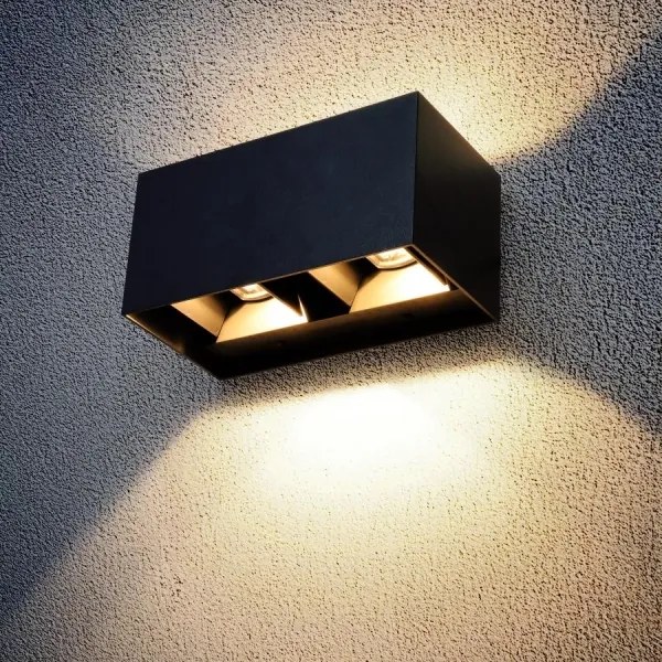 Brilagi - Aplică de perete LED pentru exterior DOUBLE CUBE LED/12W/230V neagră IP65