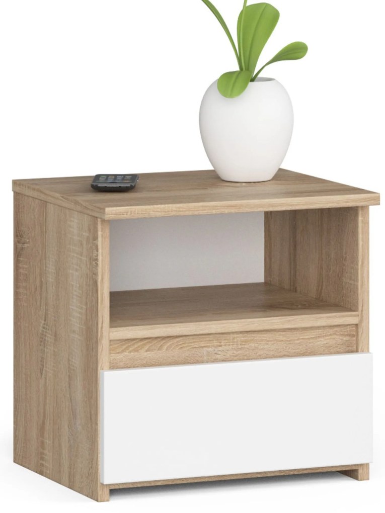 Noptieră Cincuenta (stejar sonoma + alb). 1117480