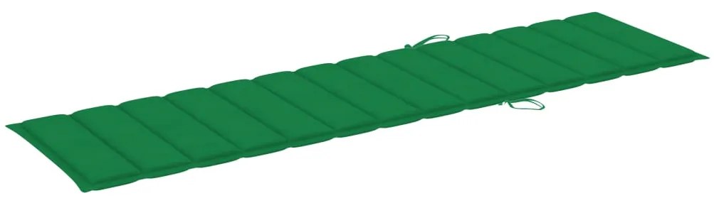 Sezlong cu perna verde, lemn masiv de tec 1, Verde, Fara masa