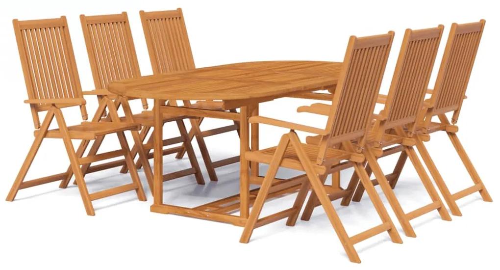 41814 vidaXL Set mobilier de exterior cu masă extensibilă, 7 piese, lemn
