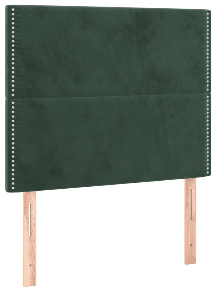 Pat box spring cu saltea, verde inchis, 80x200 cm, catifea Verde inchis, 80 x 200 cm, Culoare unica si cuie de tapiterie