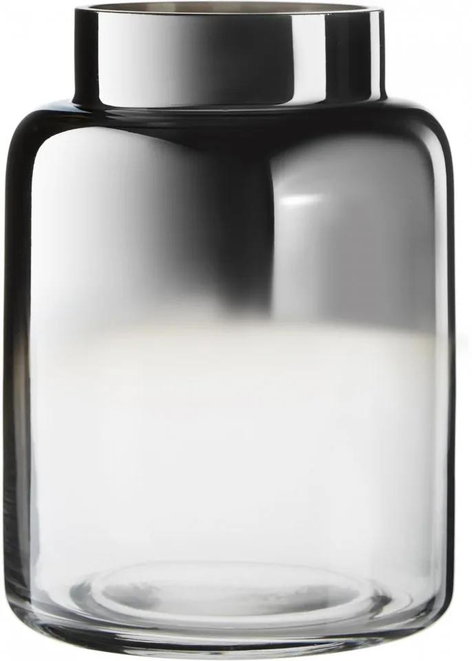 Vaza decorativa Uma, sticla, transparent/negru, 15 x 20 cm