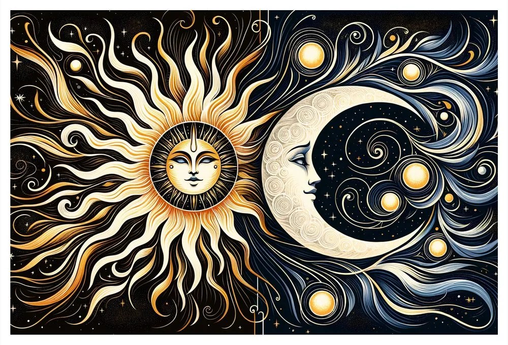 Tablou soare și lună