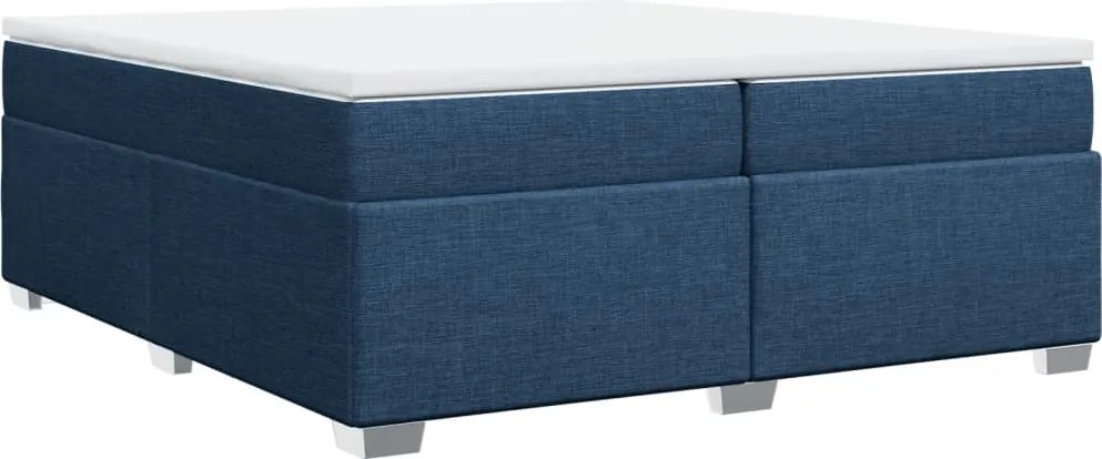 vidaXL Pat box spring cu saltea, albastru, 200x200 cm, textil