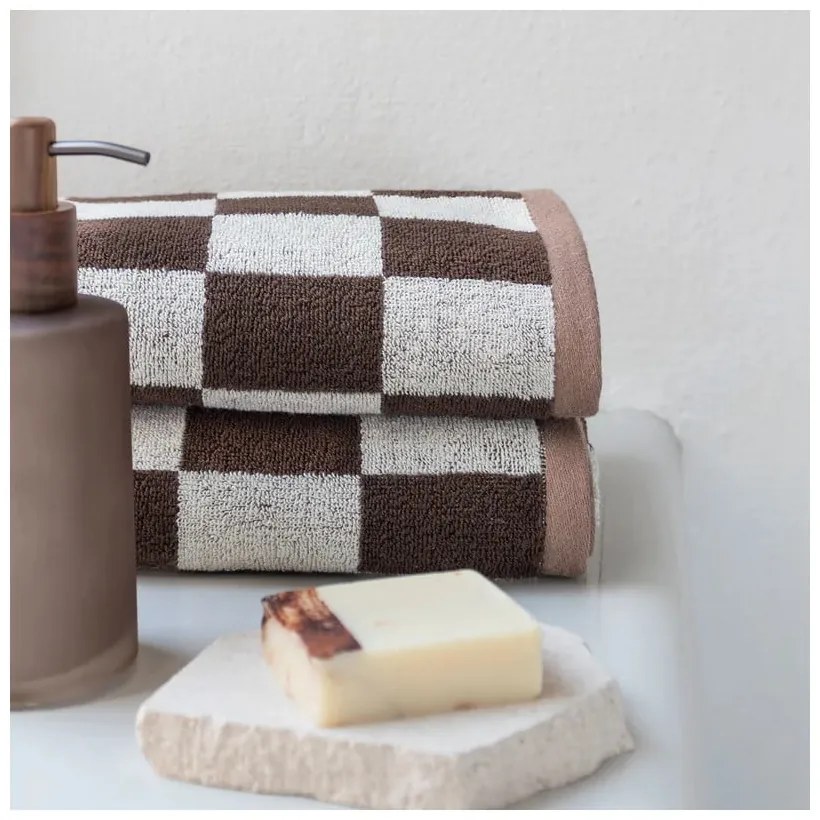 Prosop maro din bumbac organic din frotir 50x90 cm Retro – Mette Ditmer Denmark