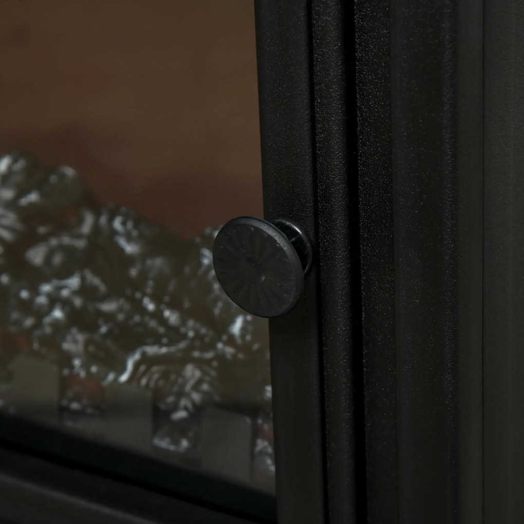 HOMCOM Șemineu Electric Portabil 1000W/2000W din ABS și Sticlă Negru | Aosom Romania