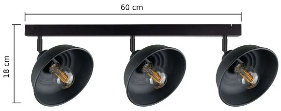 Spot FAUN 3xE27/60W/230V negru