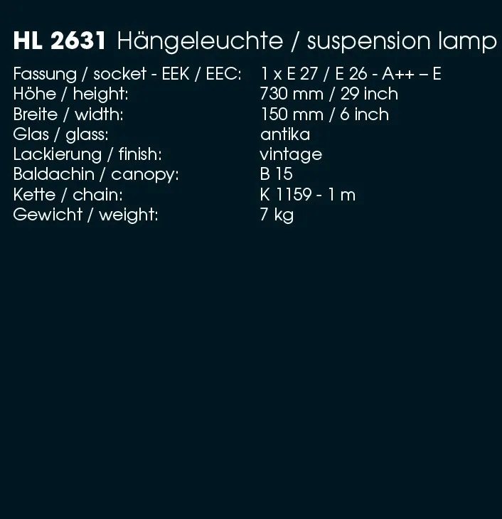 Pendul iluminat exterior din fier forjat design medieval HL 2631