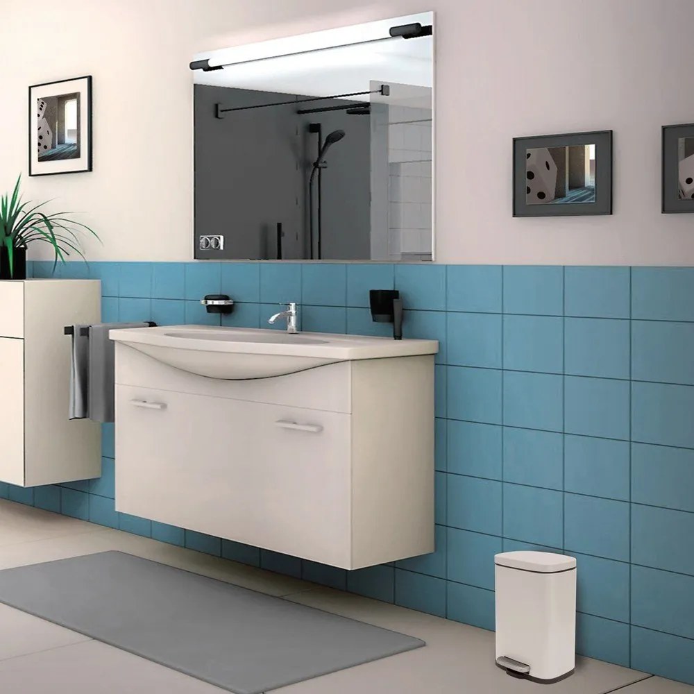 Coș de gunoi alb mat cu pedală din oțel 5 l Akira – Spirella