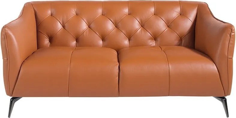 Canapea 2 locuri din piele naturala capitonata Cowhide leather brown