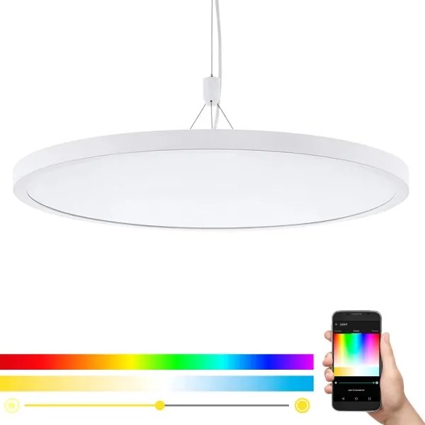Eglo 33676 - Lustră suspendată pe cablu CERIGNOLA-C, LED RGBW dimabil, 32W/230V, alb + telecomandă