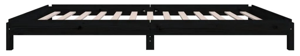 Pat stivuibil, negru, 90x200 cm, lemn masiv de pin Negru, 90 x 200 cm