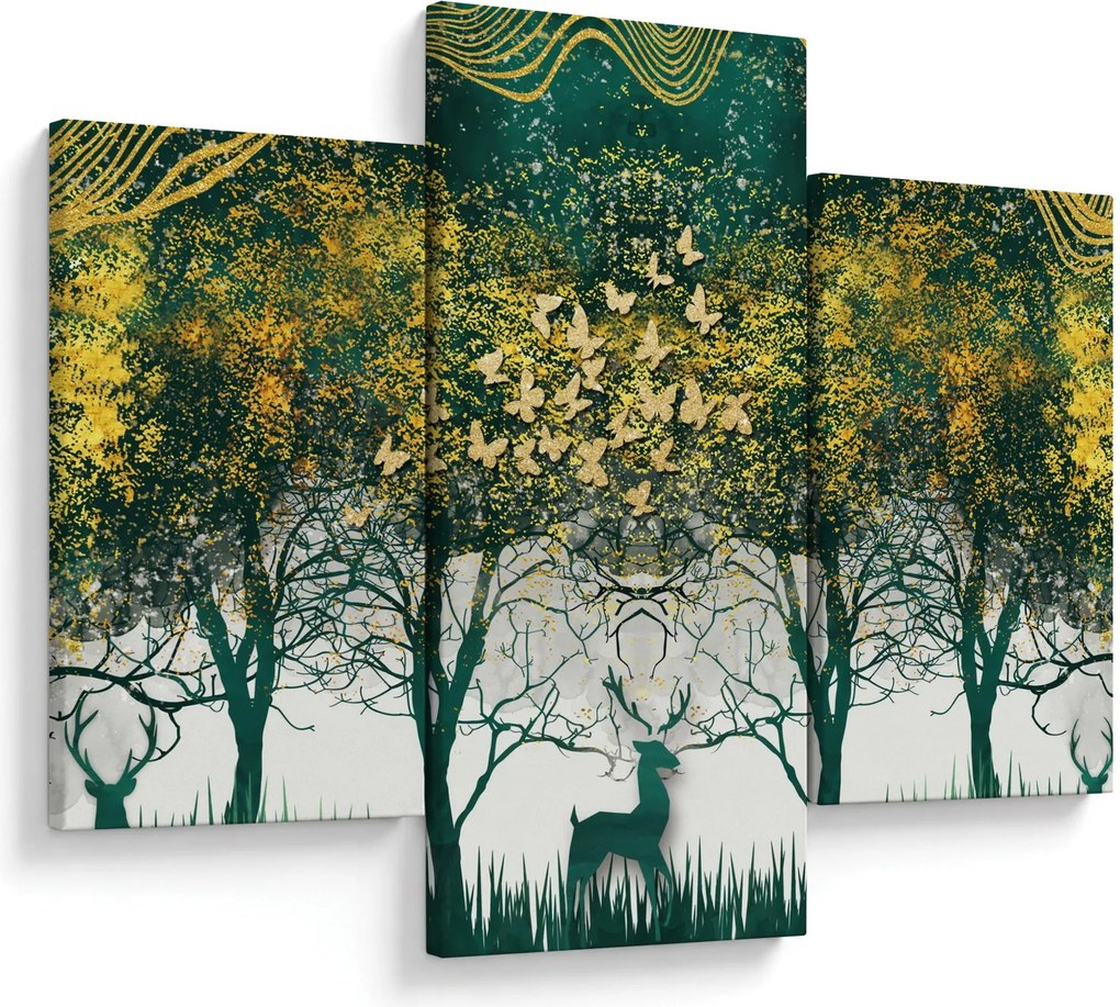 Tablou - Căprioare în pădurea verde (90x60 cm)