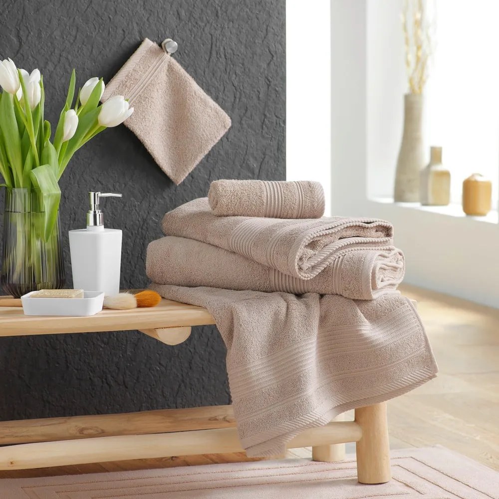 Prosop bej din bumbac din frotir 90x150 cm Tendresse – douceur d'intérieur