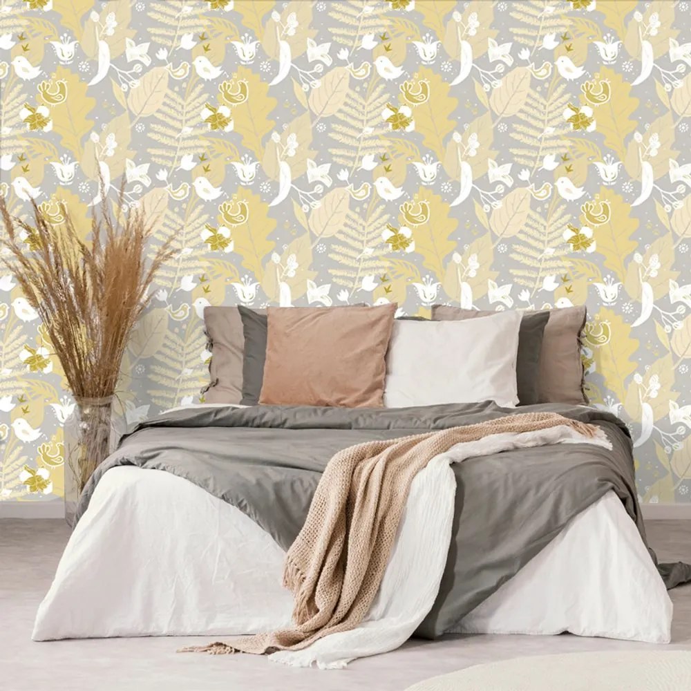 Tapet motiv popular în design gri-galben