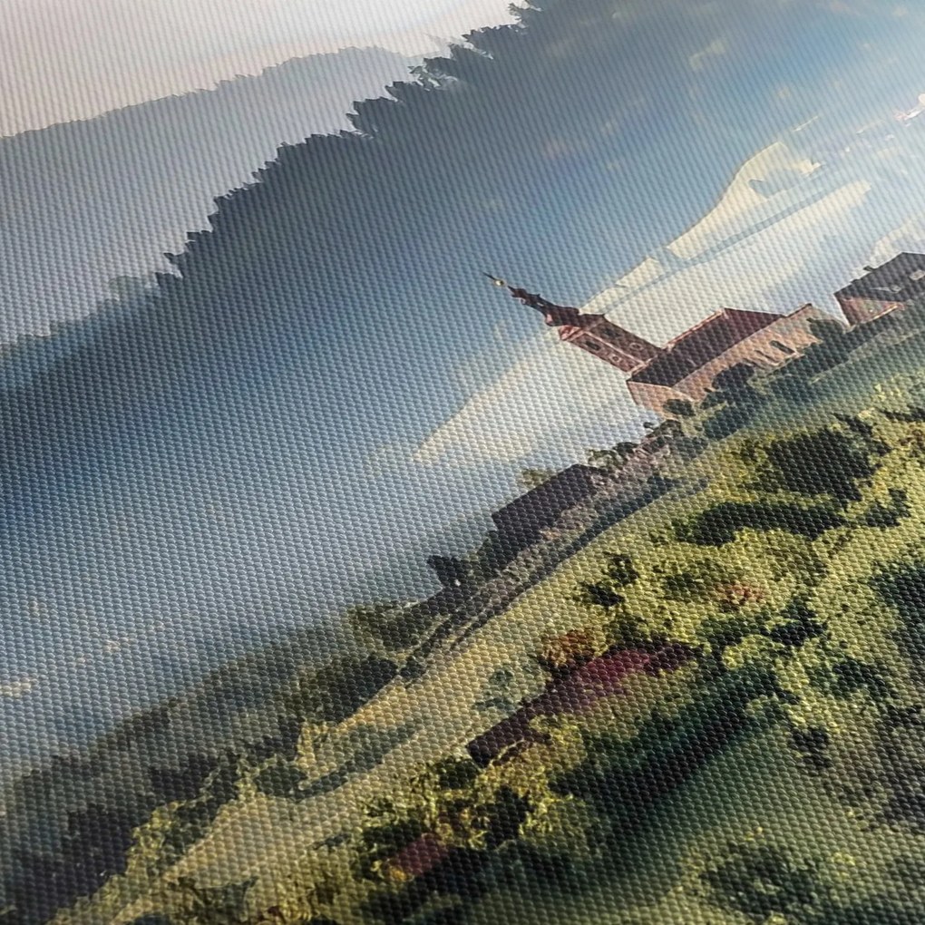 Tablou - sătuț în ceață (cu ceas) (90x30 cm)