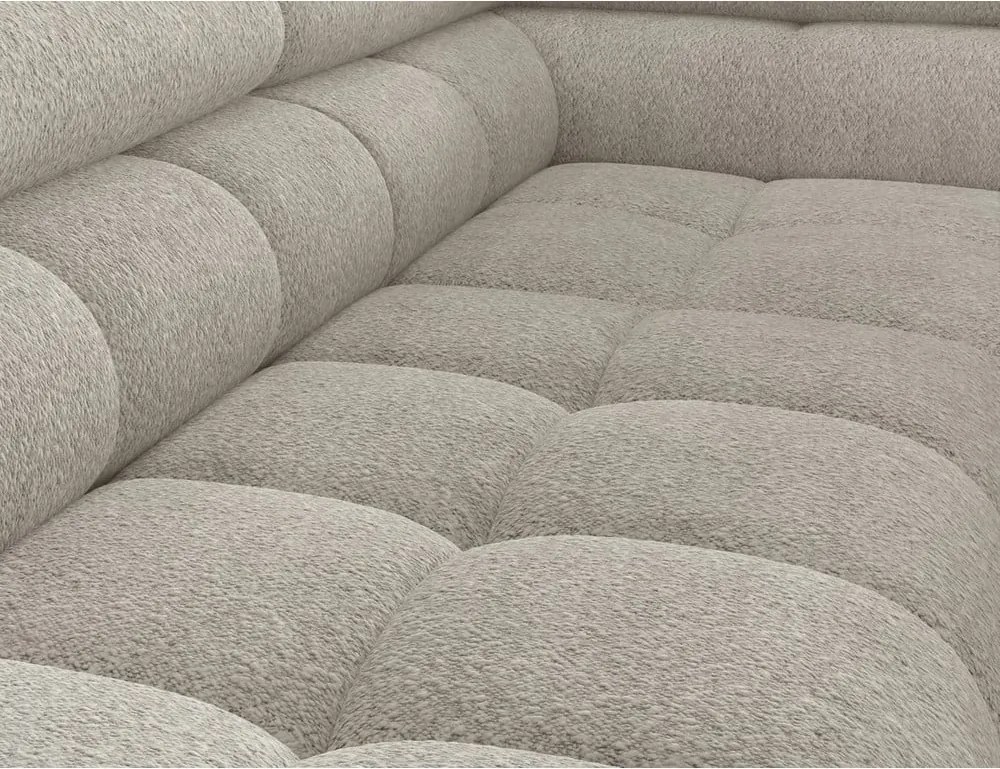 Colțar crem extensibil/cu spațiu de depozitare cu tapițerie din țesătură bouclé (cu colț pe partea dreaptă/în formă de ”L”) Ferucce – ELTAP