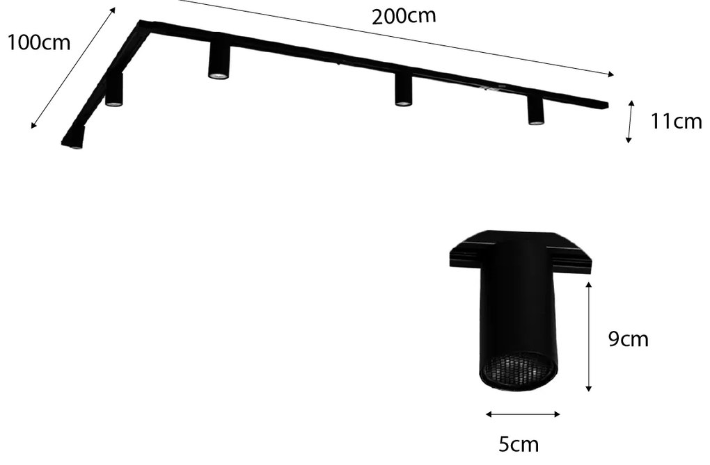 Sistem de iluminat cu șină modern cu 5 spoturi negre monofazate GU10 35mm - Iconic Ruby Honey