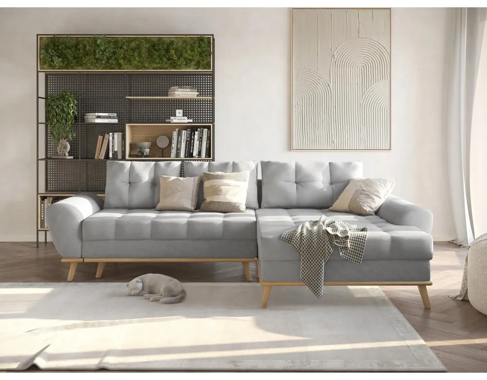 Colțar gri deschis extensibil (cu colț pe partea dreaptă) Balitco – Ropez