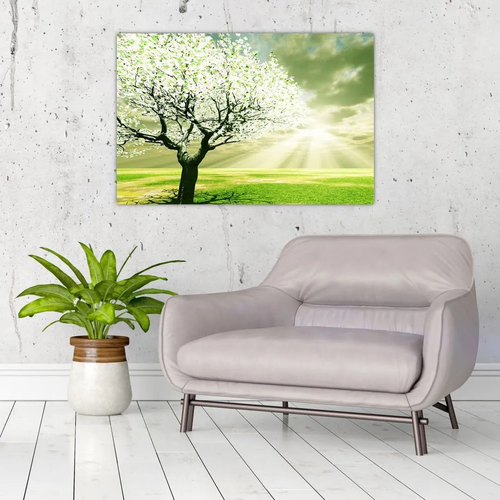 Tablou cu copaci pe luncă (90x60 cm)