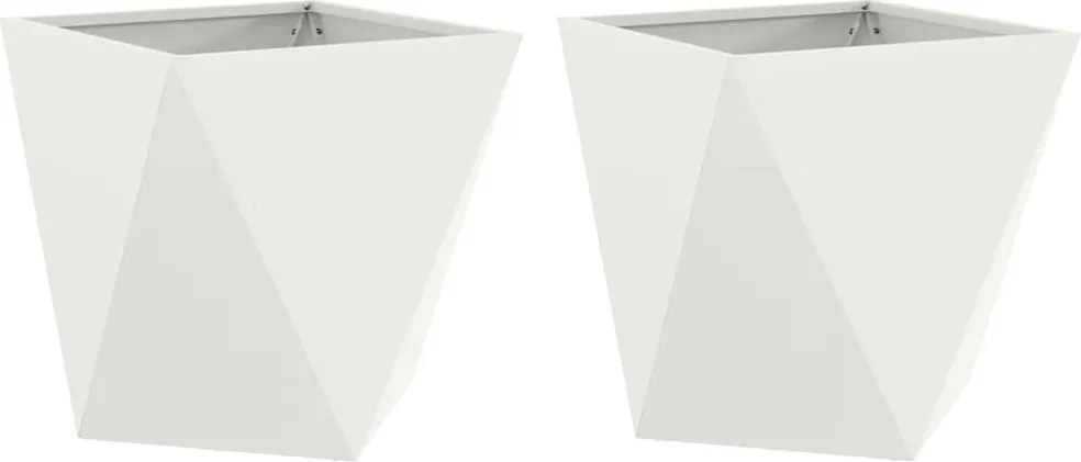 vidaXL Jardinieră 2 pcs Alb 40 x 40 x 40 cm Oțel