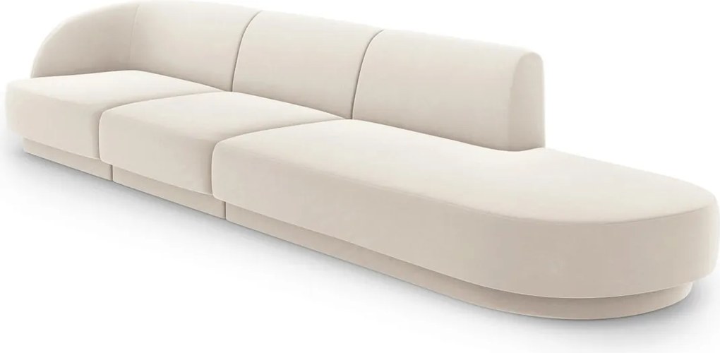 Canapea 4 locuri cotiera dreapta, Miley, Micadoni Home, BL, 325x85x74 cm, catifea, bej deschis