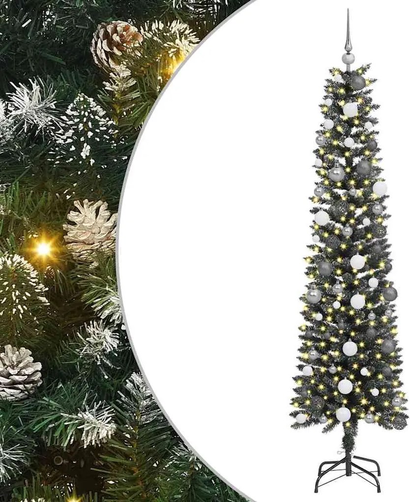 vidaXL Brad de Crăciun artificial Verde 210 cm PVC și Plastic și Oțel