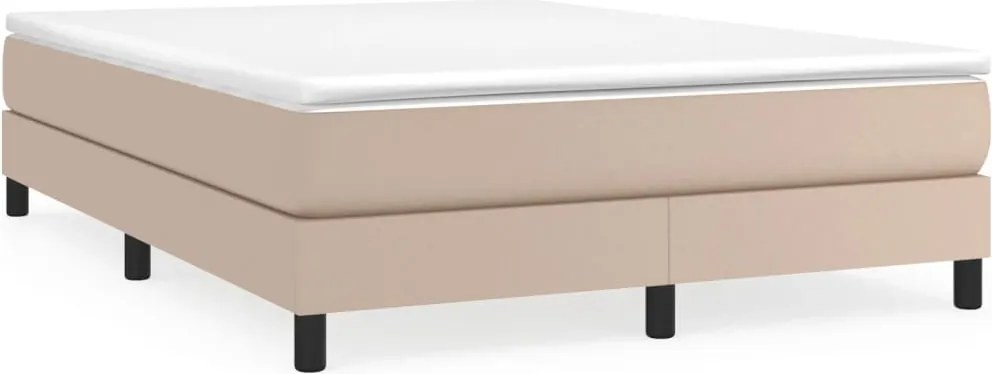 vidaXL Cadru de pat cu arcuri, cappuccino, 140x190 cm, piele ecologică