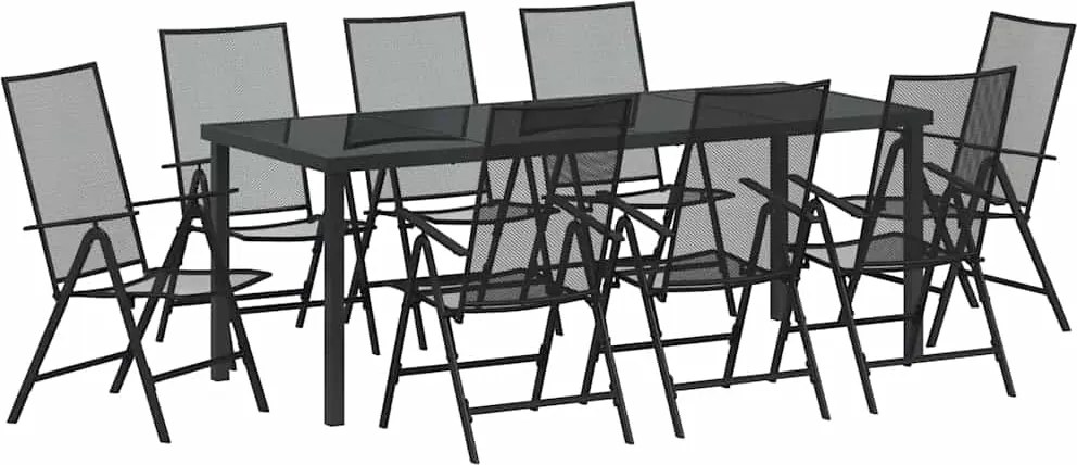 vidaXL Set de masă pentru grădină 9 pcs Antracit