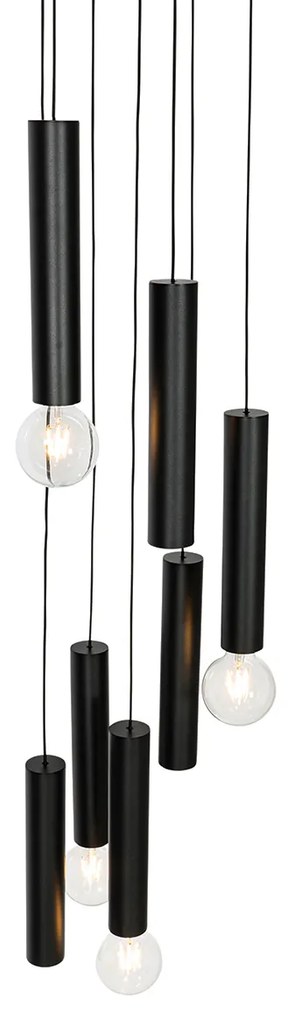 Lampă suspendată de design neagră rotundă cu 7 lumini - Tuba