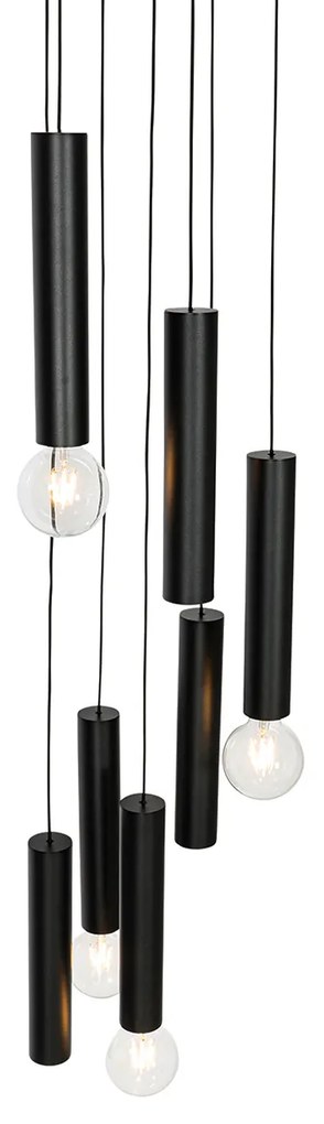 Suspensie design negru rotund 7 lumini - Tuba