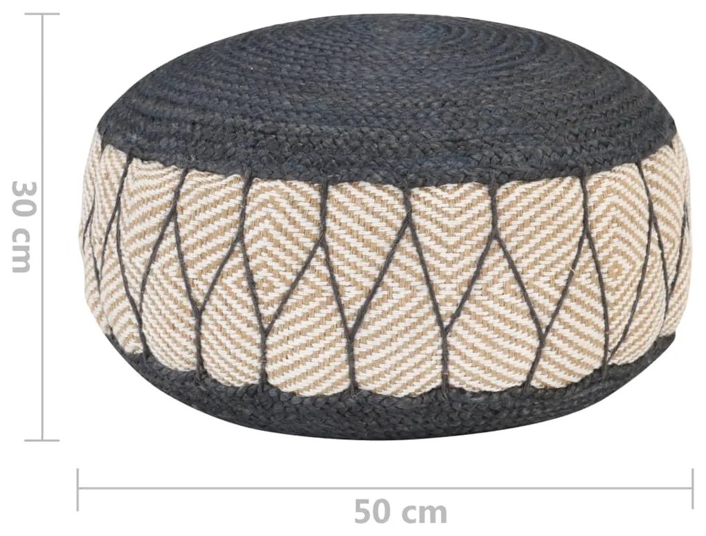 Fotoliu pouf tricotat manual, iuta si bumbac, 50x30 cm albastru