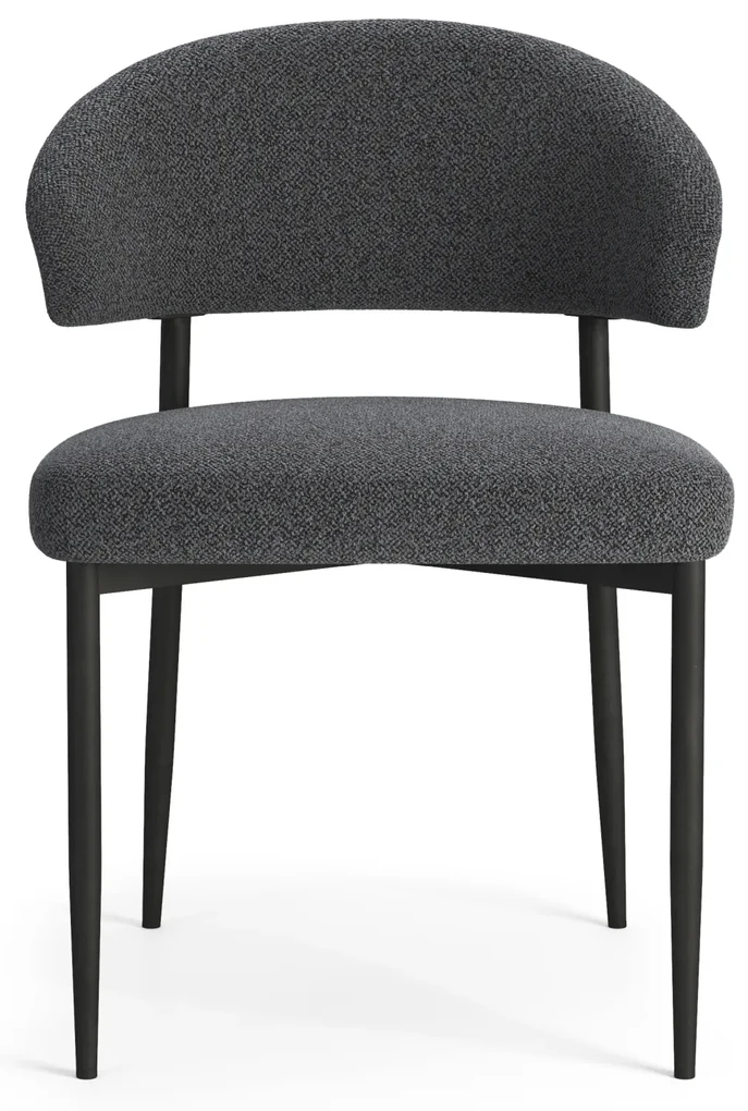 MAZZONI EXPORT IRIS Antracit [Gri închis] (material Monza 130) - SCAUN MODERN TAPIȚAT BOUCLÉ PENTRU SALON/SUFRAGERIE LOFT