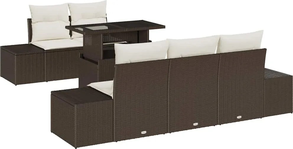 vidaXL Set de canapea cu pernă Manual 6 pcs Maro și Crem poliratan