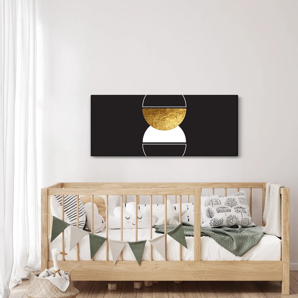 Tablou - Abstracție de aur și negru N⁰2 (120x50 cm)