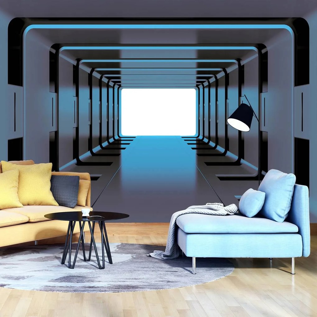 Fototapet - Tunel 3D albastru (254x184 cm)