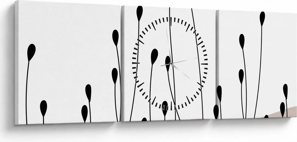 Tablou - Pajiște grafică N⁰1 (cu ceas) (90x30 cm)