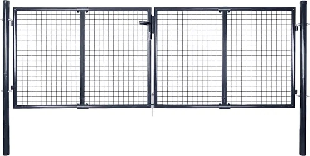 vidaXL Poartă de grădină din plasă, oțel galvanizat, gri, 300x75 cm